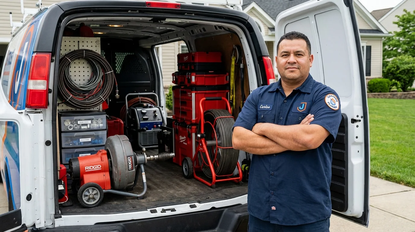 Professional drain cleaning equipment and Johns Plumbing LLC plumber in Emmetsburg