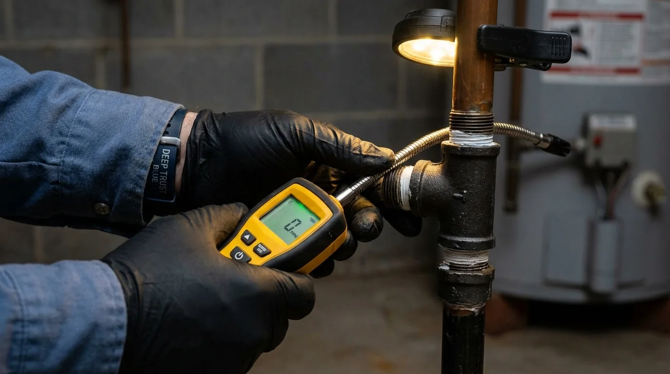 Gas leak detection with electronic sniffer by Johns Plumbing LLC in Emmetsburg